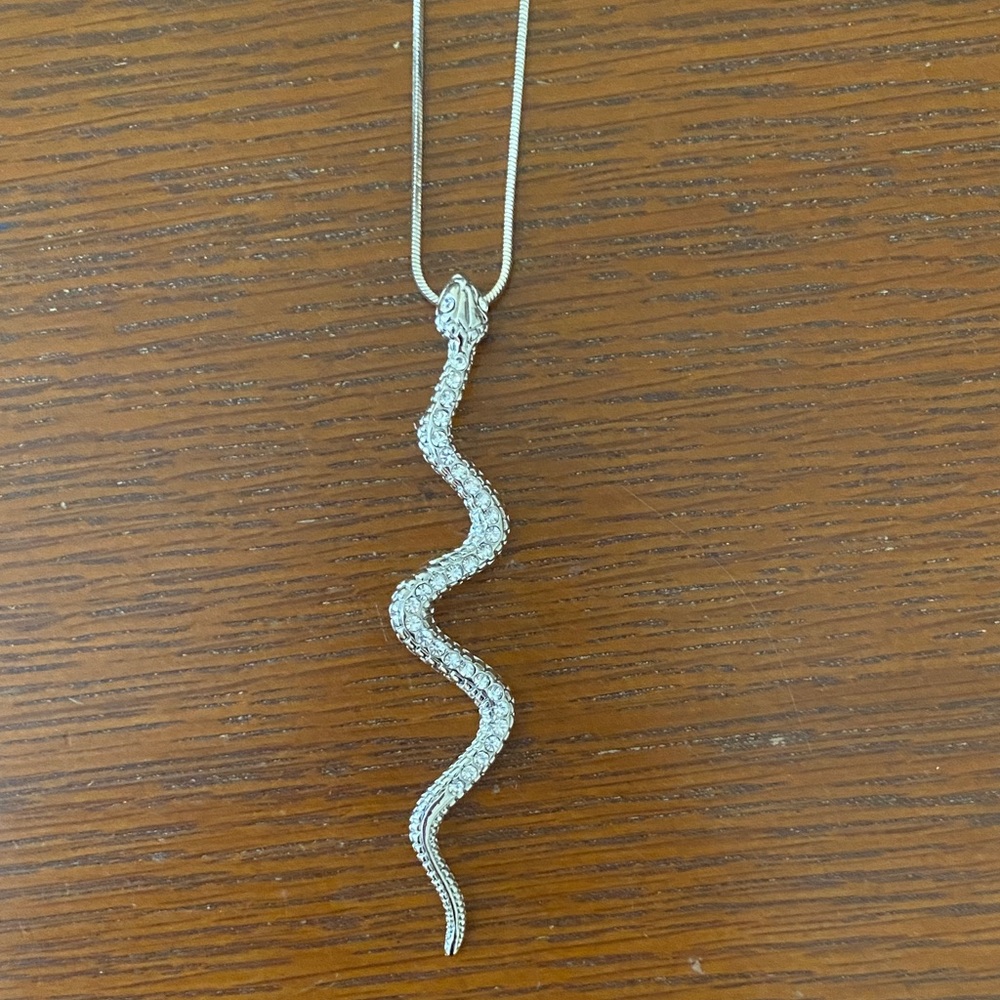 Silver Snake Pendant Necklace